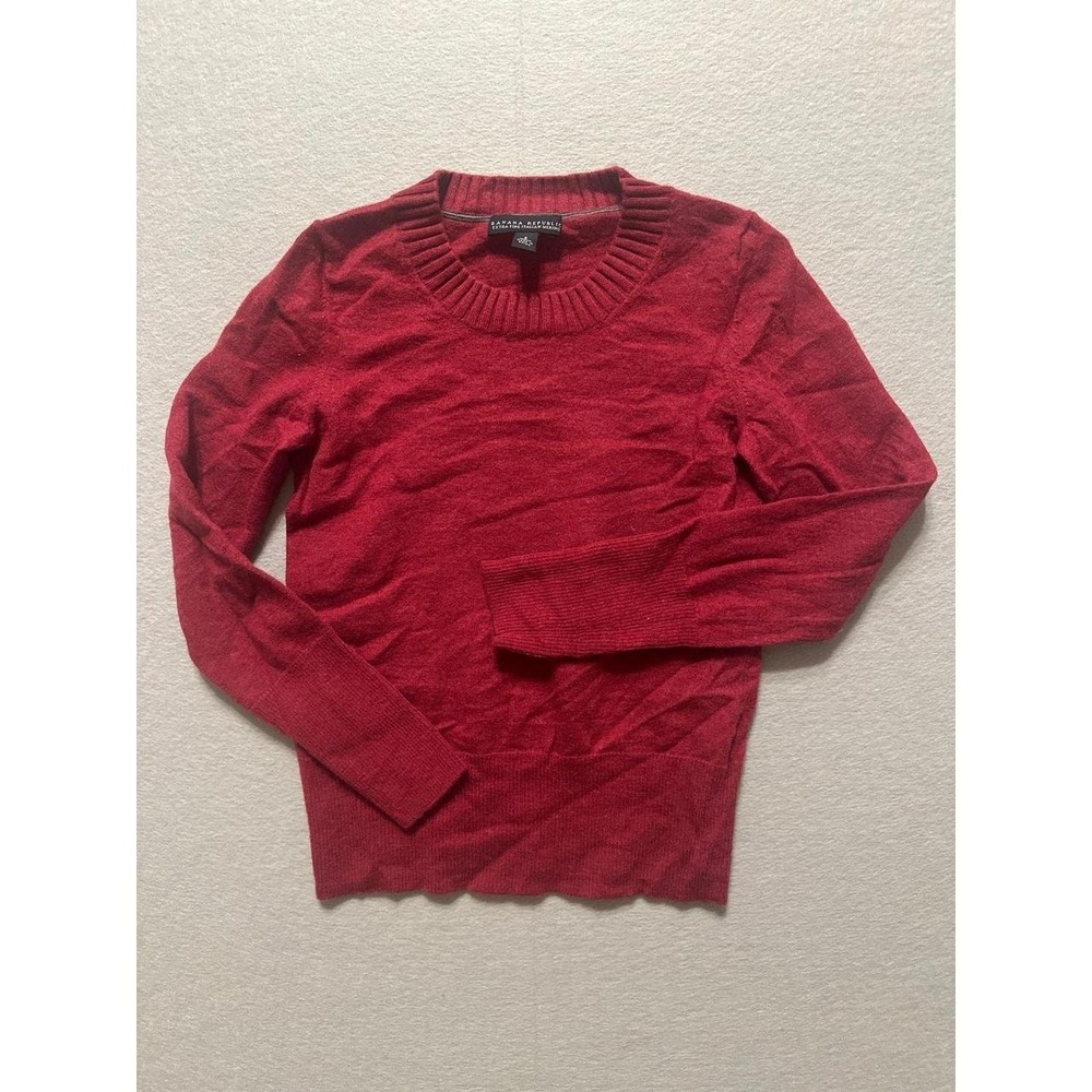 Banana Republic Extra Fine Italian Merino Wool S Red Sweater soft EUC